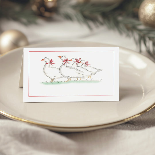 Christmas 'Geese' Tent Folded Place Card Settings Pack Of Eight