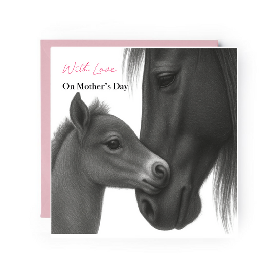 Mother’s Day Delicate Horse and Foal Card – Elegant Equine Mum Greeting – Country Wildlife Mother’s Day Card