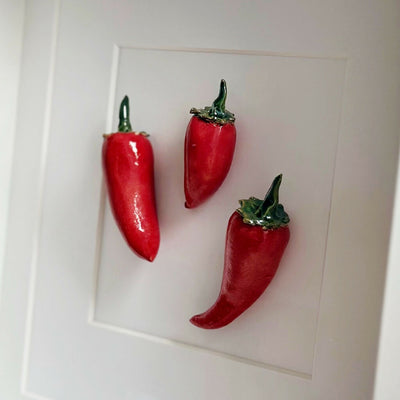 Ceramic Kitchen Wall Art: Red Chillies