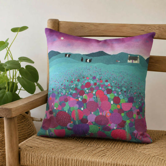 Underneath A Purple Sky Cotton Linen Blend Cushion