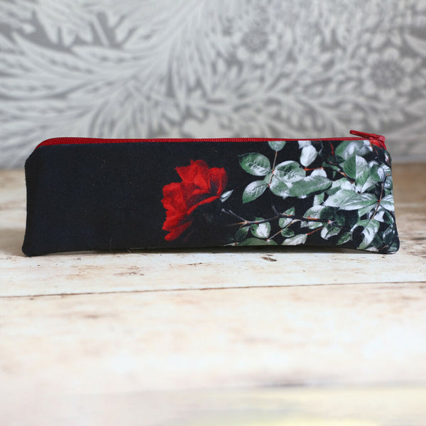 Red Rose Velvet Pencil Case