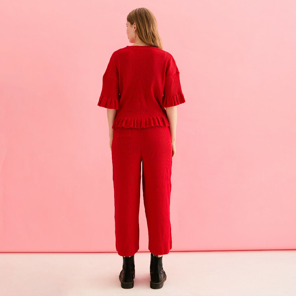 Marlow Cardigan and Martha Trouser_Red_S4