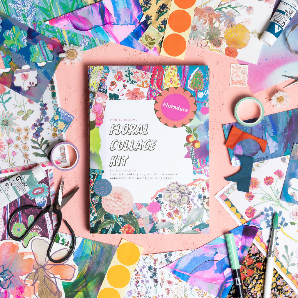 Floral Collage Kit on Pink Land SQ