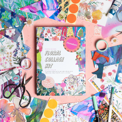 Floral Collage Kit on Pink Land SQ