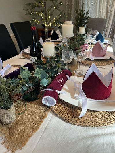 Personalised Velvet Christmas Crackers: Eco-Friendly Reusable Fabric - 9 colour options