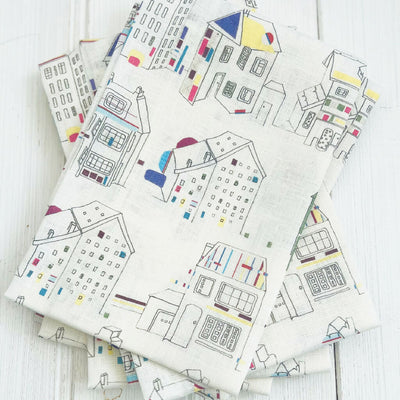 Linen Tea Towel - Houses