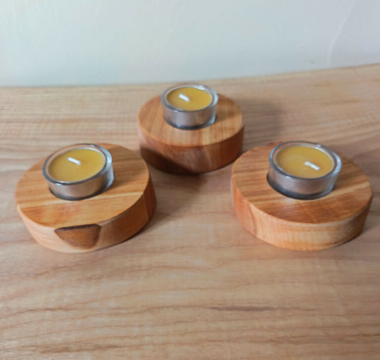 Cherry wood tea light holders