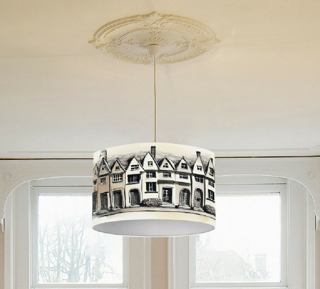 pendant hanging lampshade townhouse print