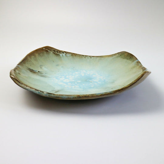 Handmade Terracotta Platter with Misty Blue Glaze