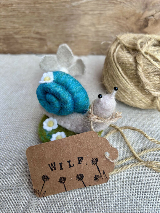Needle felted summer snail ornament