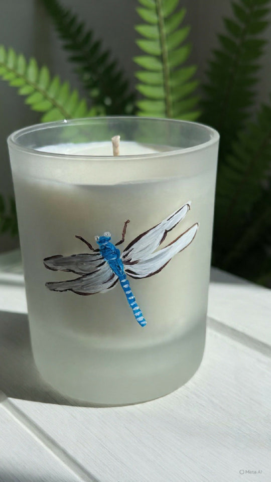 The Dragonfly Hand Painted Garden Candle