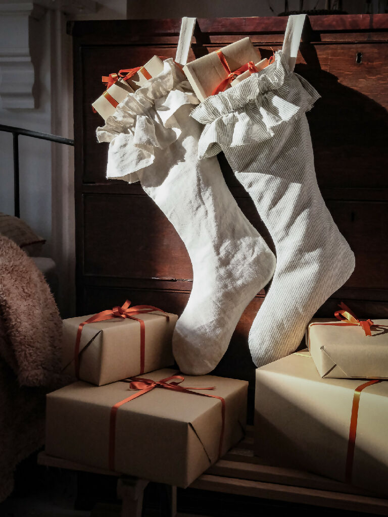 Linen Ruffle Stocking