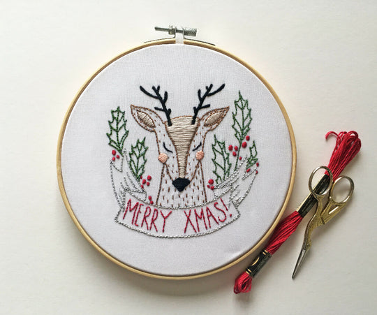 Christmas Embroidery Kit - Christmas Reindeer Embroidery Kit