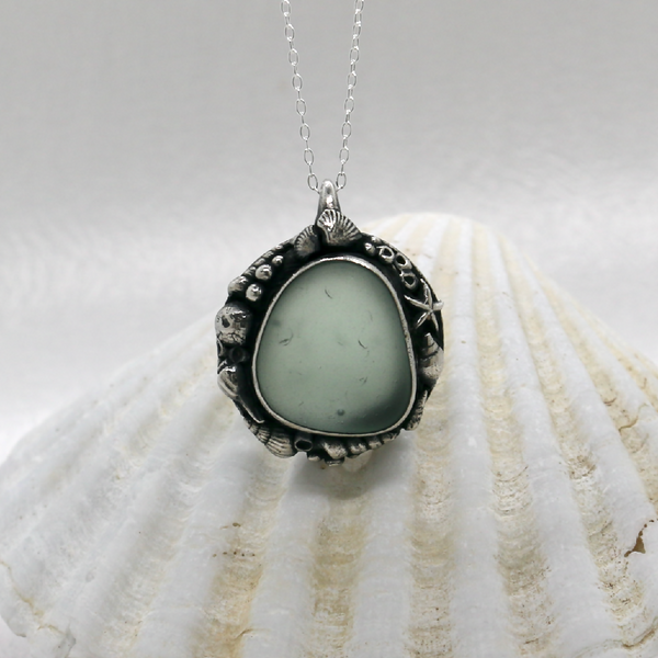 Silver and Sea Glass Rockpool Necklace