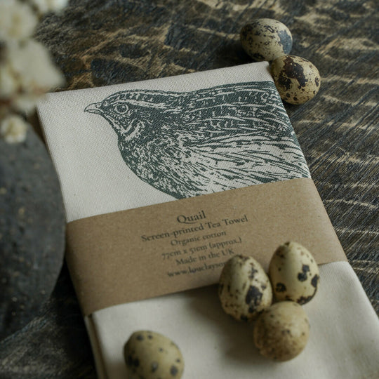 Organic Cotton Quail Tea Towel