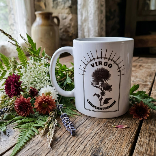 Zodiac Birth Flower Mug in White Gloss