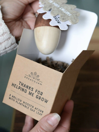 'Thanks for Helping Me Grow' Wooden Acorn Teacher Gift