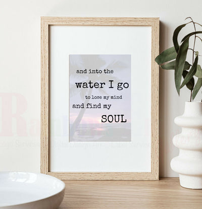 "and into the water I go..." Word Art Print