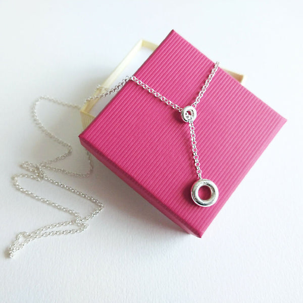 Silver TORUS Lariat Necklace