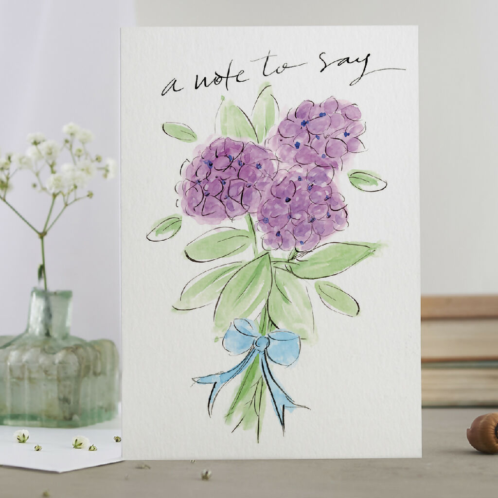 'A Note To Say' Purple Hydrangea Card