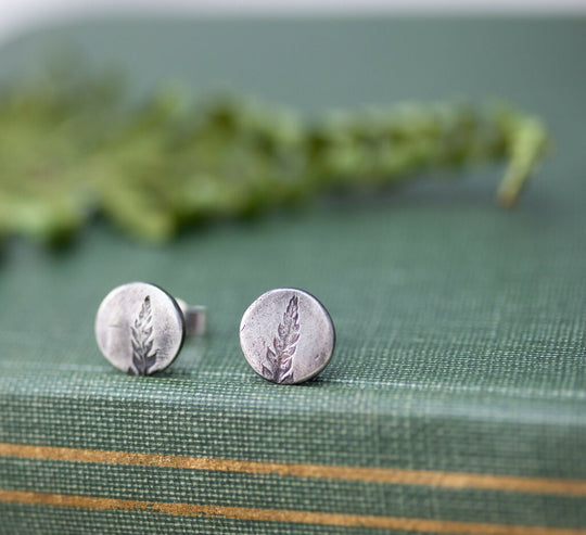 Fern Leaf Silver Stud Earrings