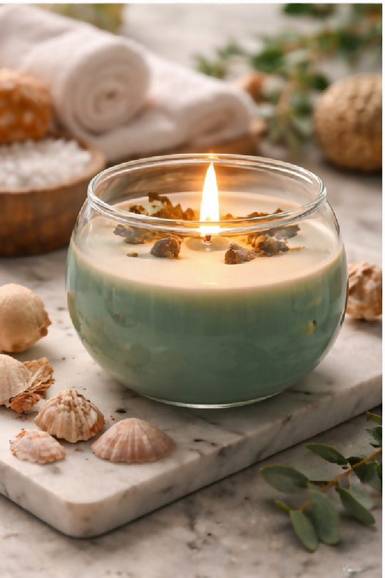 Teal Sea Kelp & Driftwood Scented Bowl Candle