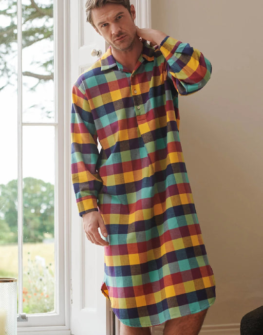 Men's Brushed Cotton Check Nightshirts