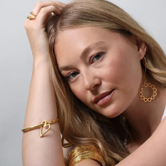 Solid Hammered Heart Bangle