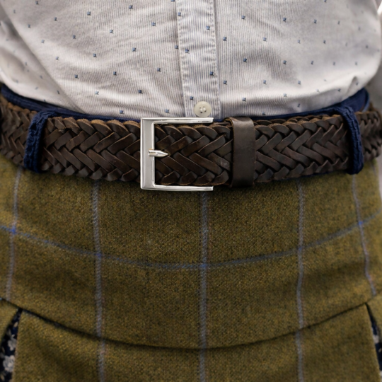 Brown Braided Leather Belt
