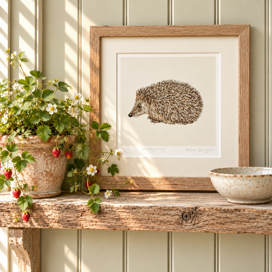 Hedgehog White -Signed and mounted Giclée Art Print