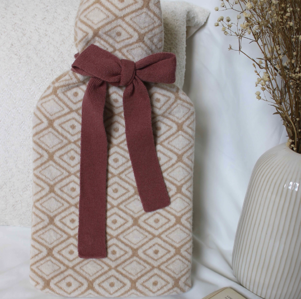 Reversible Merino Hot Water Bottle in Sand