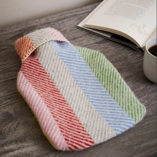 WOOL HOT WATER BOTTLE - RAINBOW STRIPE