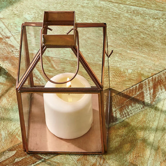 Copper finish Glass Candle Holder Table-Top Contemporary