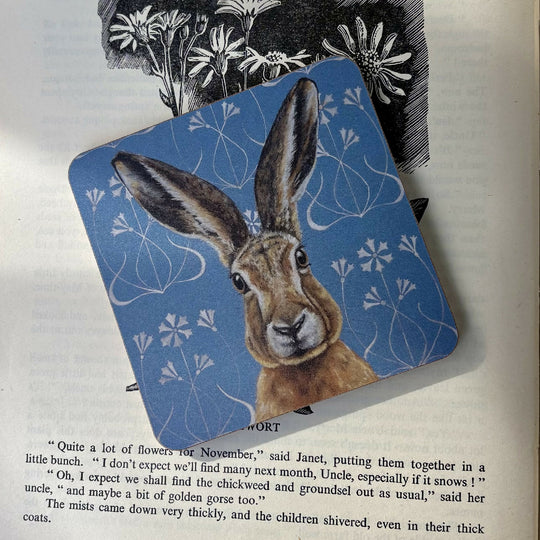 Art Nouveau Hare Wooden Coaster