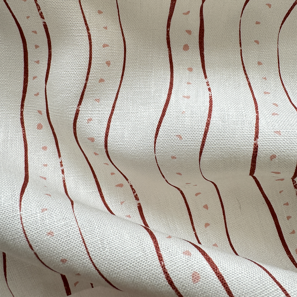 Rayure Burgundy Linen Fabric for Curtains and Upholstery