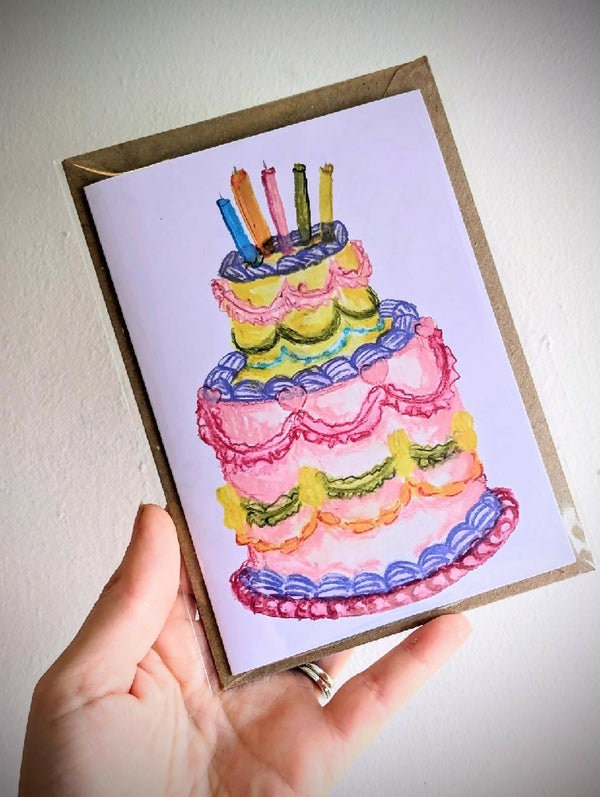 Colourful Birthday Cake Birthday Card, Designed in the UK