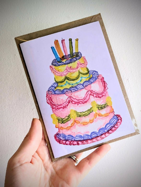 Colourful Birthday Cake Birthday Card, Designed in the UK