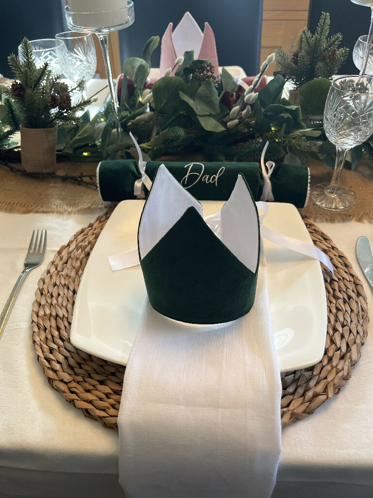 Personalised Velvet Christmas Crackers: Eco-Friendly Reusable Fabric - 9 colour options