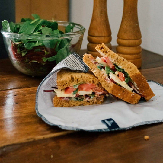 Striped Linen Reusable Sandwich Wrap, Dark Blue/Natural Stripes