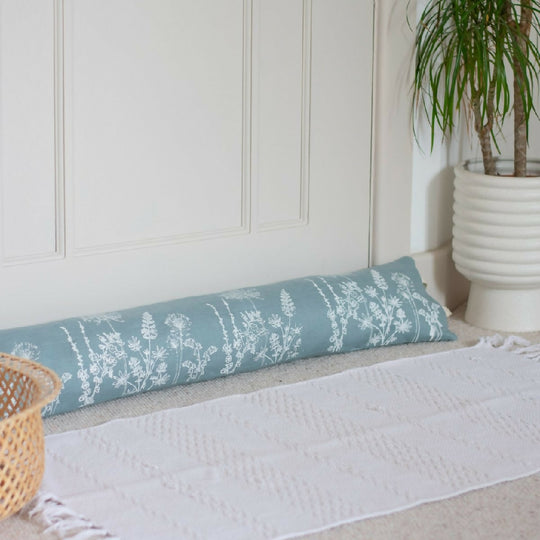 Linen Draught Excluder with Floral Design