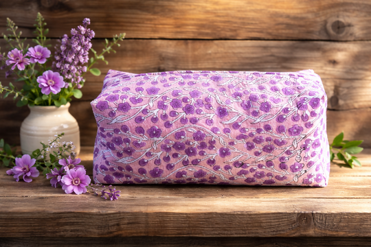 Handmade Pink Flower Wash -Bag Travel Toiletries