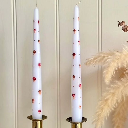HAND PAINTED CANDLES - TOADSTOOLS