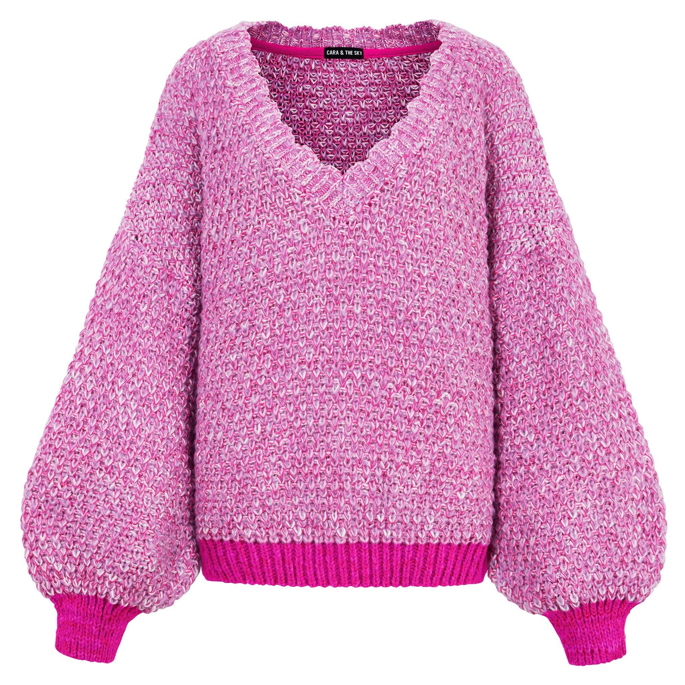 Zohar Twist Oversized V Neck Jumper in Pink