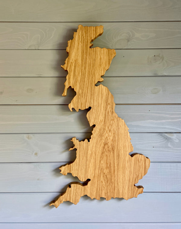 UK Map Oak Wall Art
