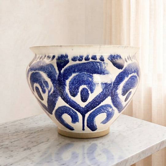 Large Blue Tide Greek Bowl Vase