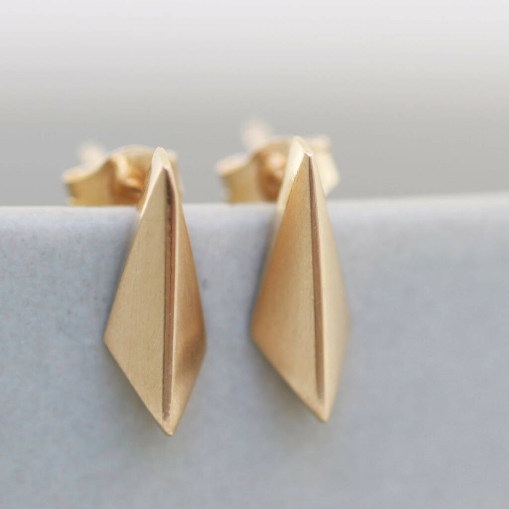 Kite Shape Stud Earrings in Solid 9ct Gold