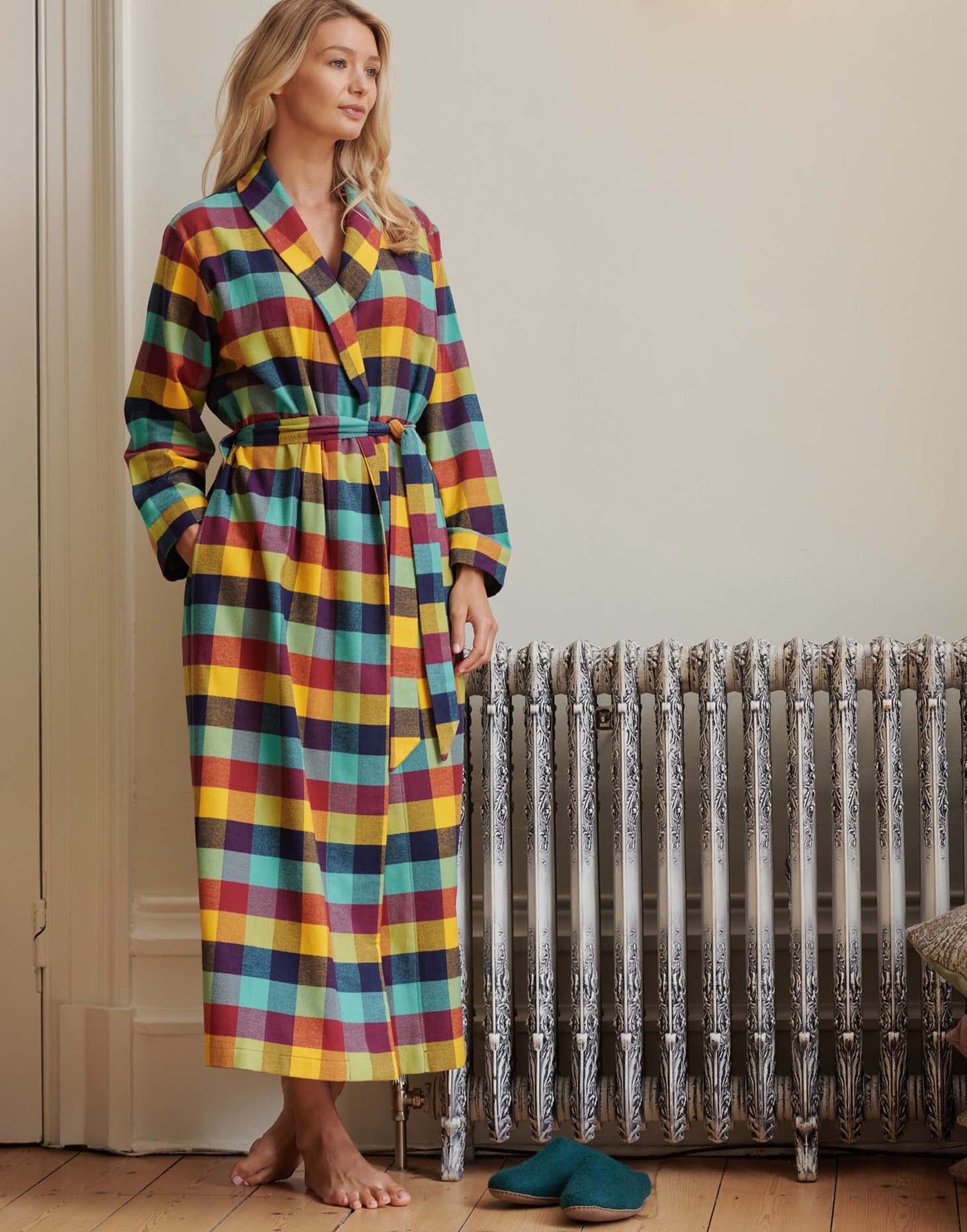 Women's Brushed Cotton Dressing Gown – Edinburgh Check