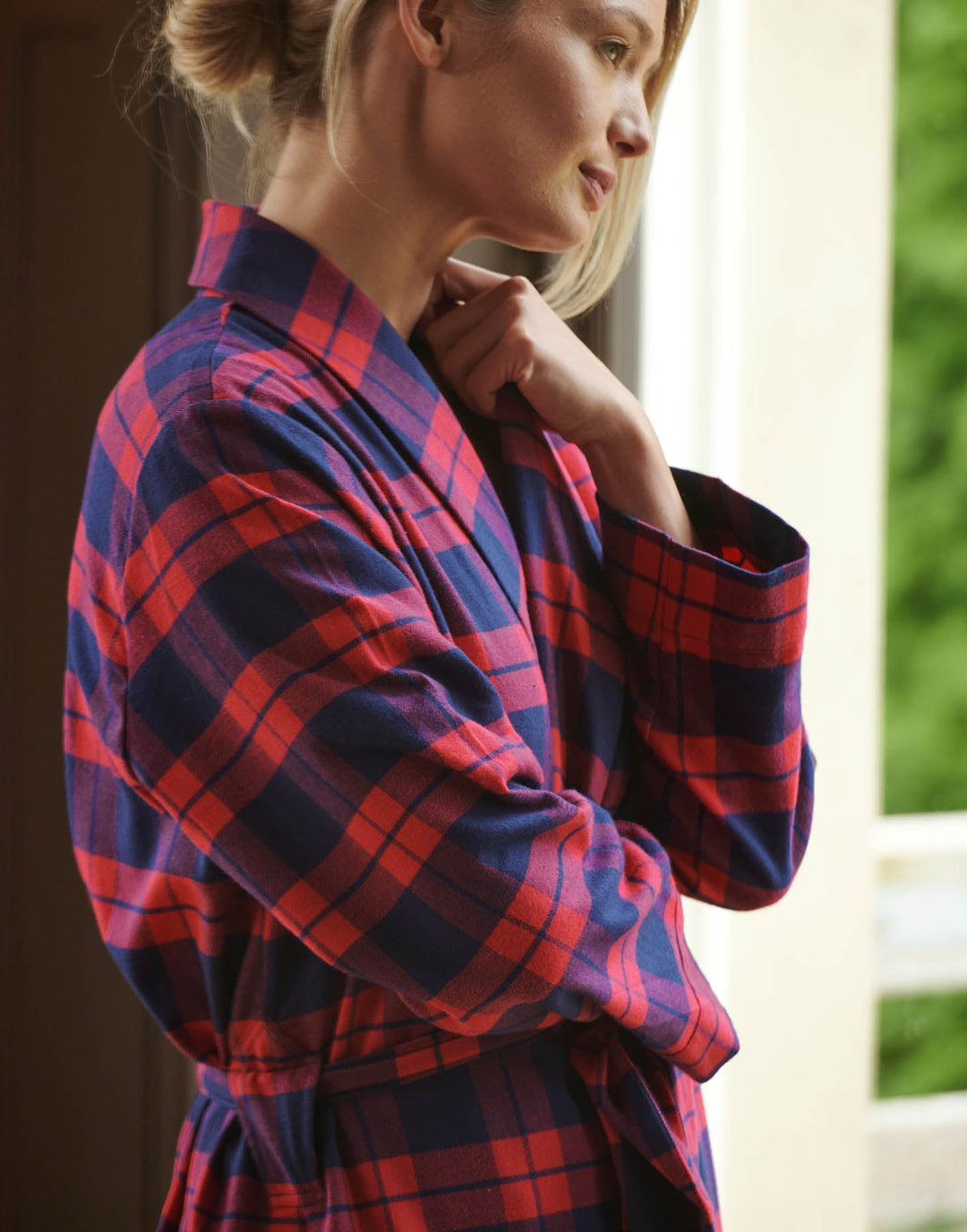 knee length dresses for ladies Stewart Plaid Flannel Women's Robe MD-LG main image 0