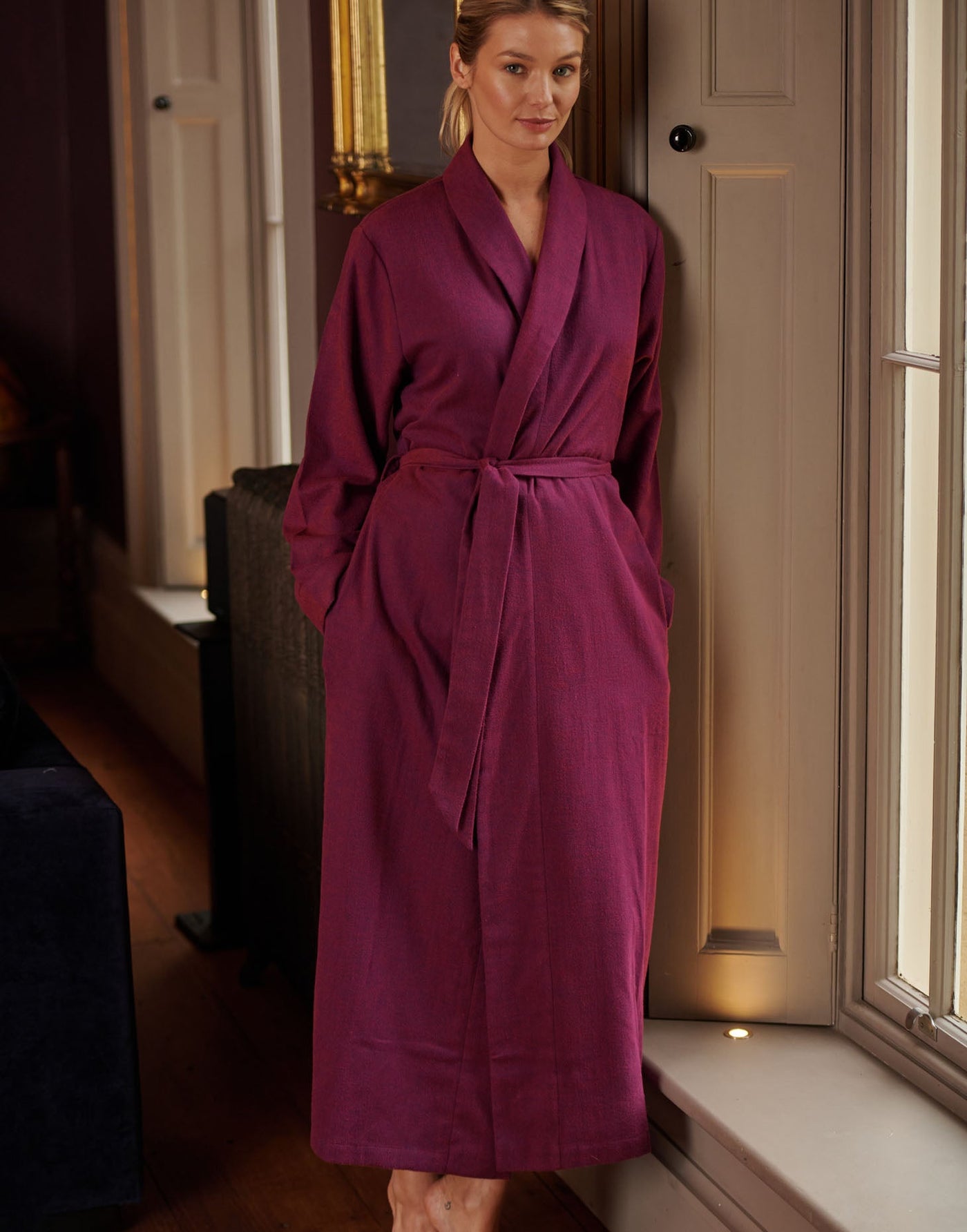 Women's Brushed Cotton Dressing Gown – Cahors Herringbone
