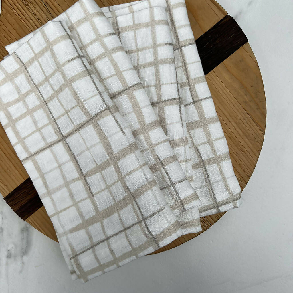 Grid Linen Napkins Set of 4